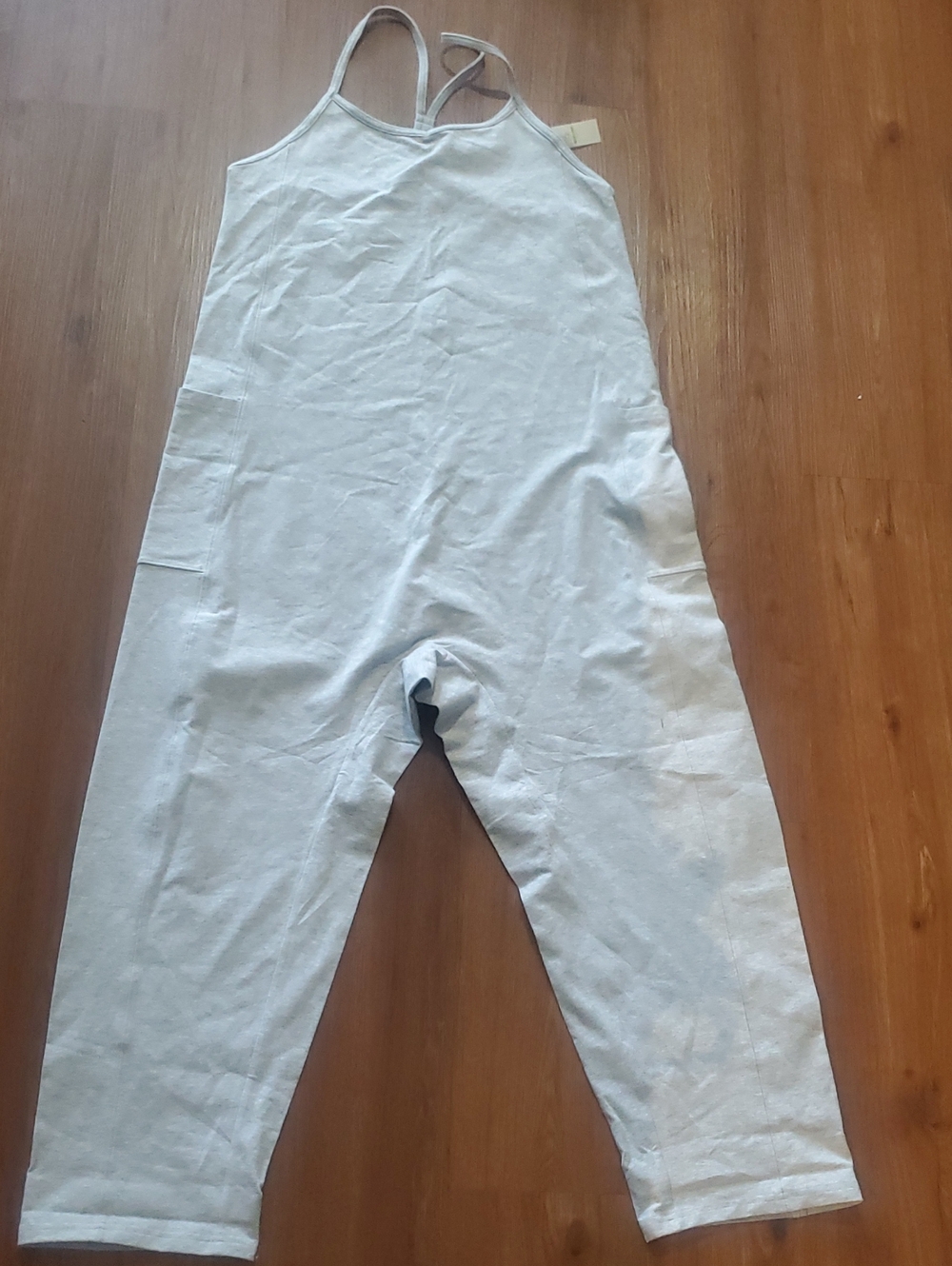 aerie Light Gray Cotton Strappy Jumpsuit